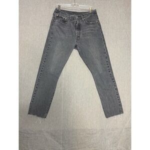 Levi's 501 Original Button Fly Jeans Women's 25x26 Black Gray Straight Leg